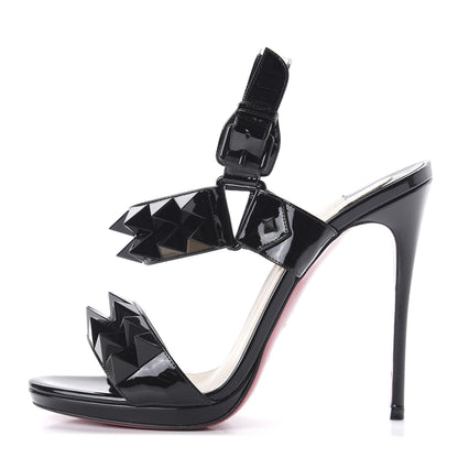 Christian Louboutin Patent Miziggoo Spiked 120 Sandals 37.5 Black 1 of 7