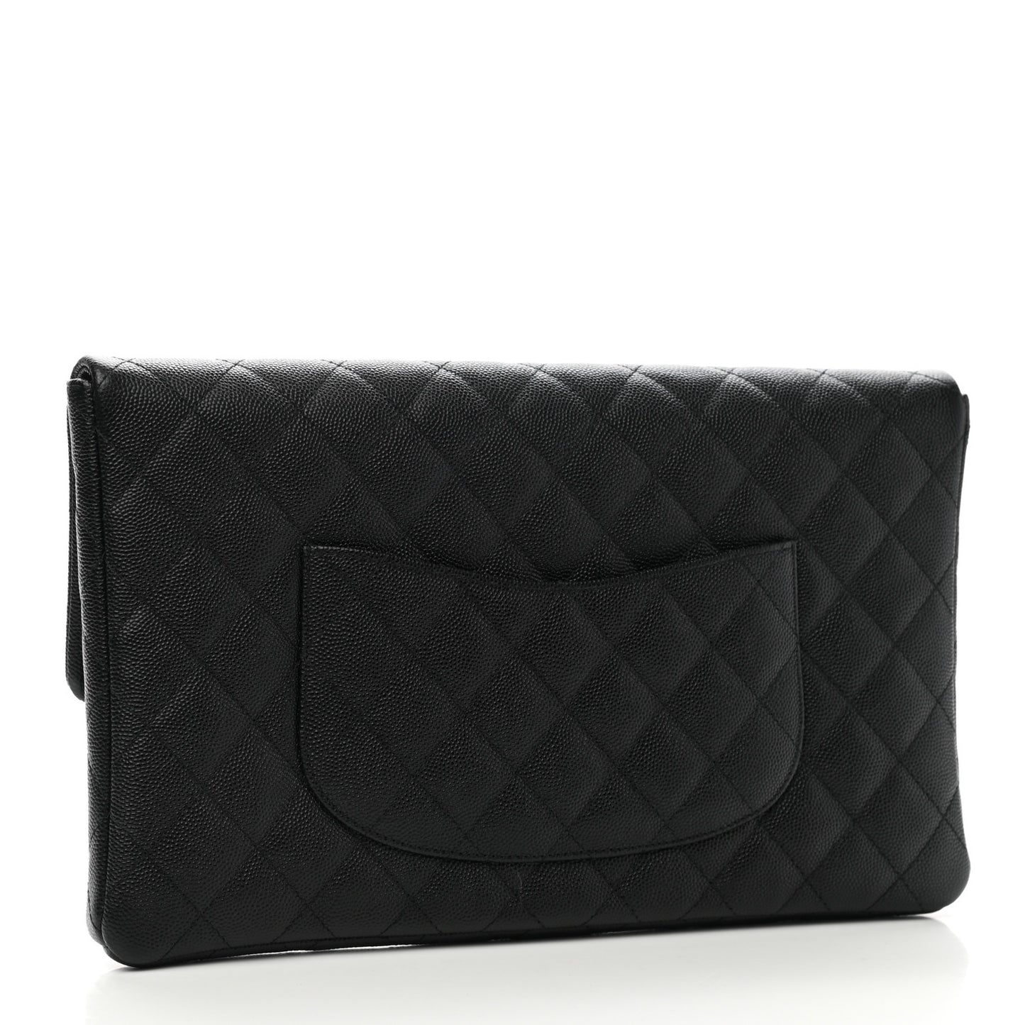 Caviar Quilted Flap Clutch Black
