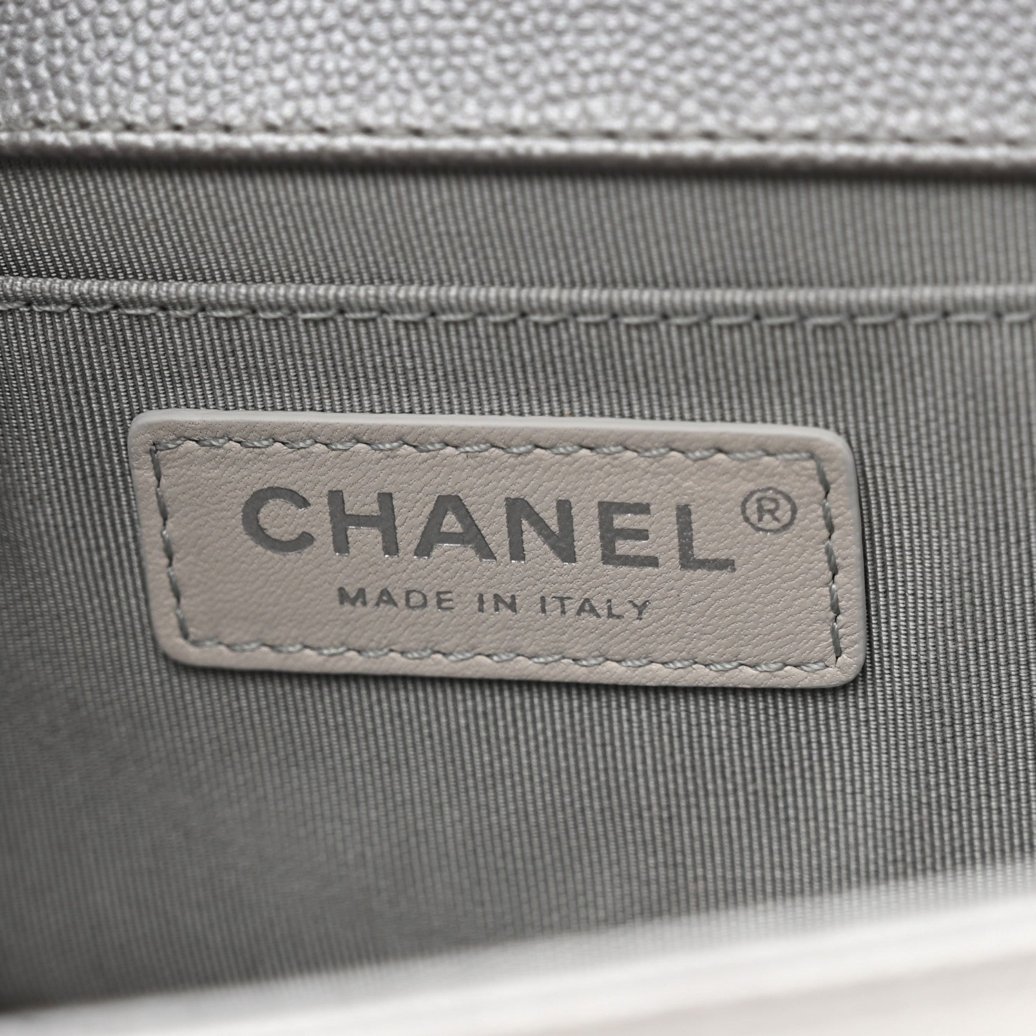 Chanel Metallic Caviar Chevron Quilted Medium Boy Flap Silver 6 of 10
