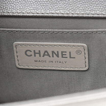 Chanel Metallic Caviar Chevron Quilted Medium Boy Flap Silver 6 of 10