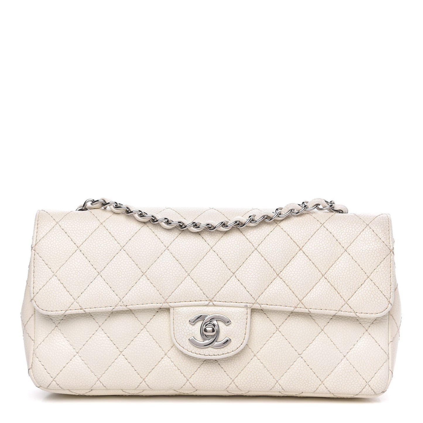 Caviar Quilted East West Flap White