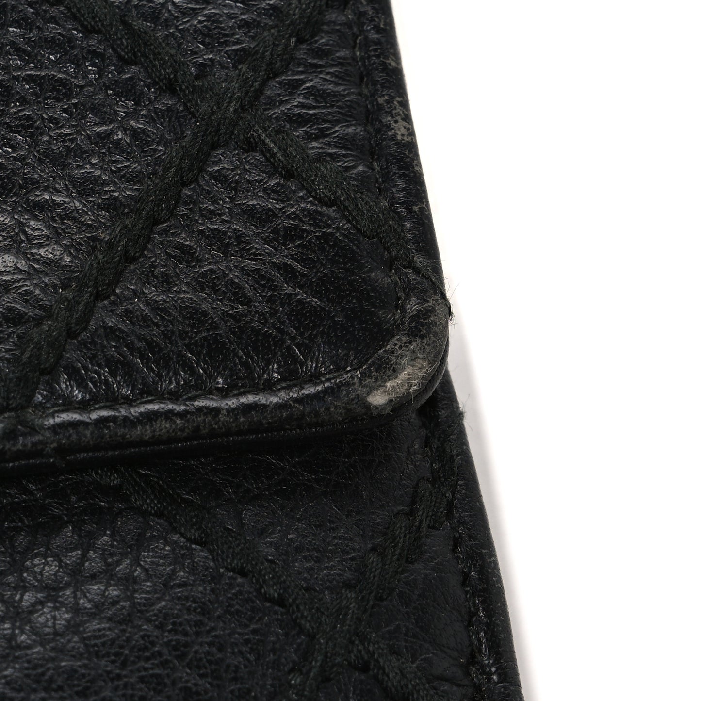 Calfskin Stitched CC Long Wallet Black