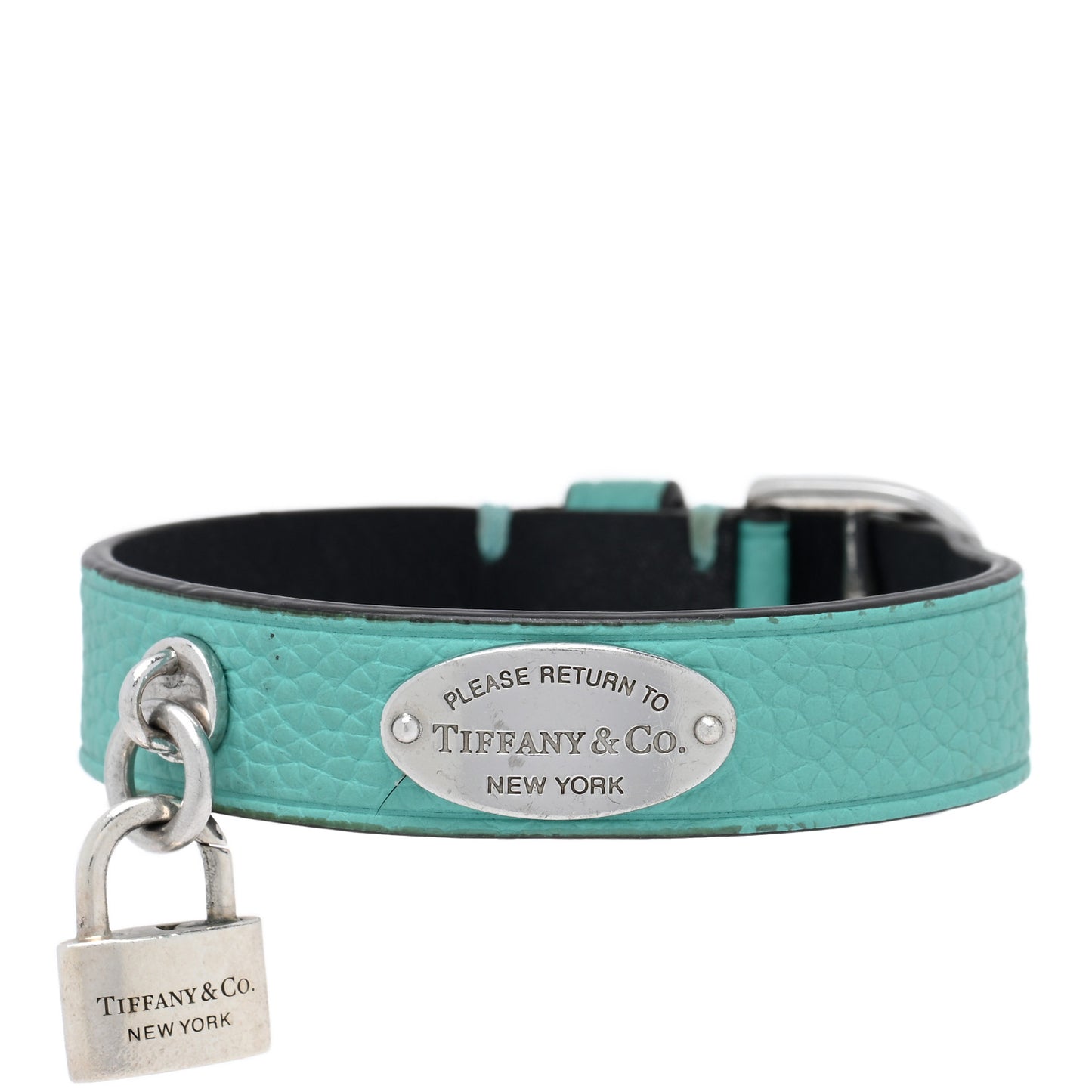 Sterling Silver Leather Return to Tiffany Single Wrap Bracelet Blue