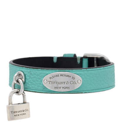 Tiffany Sterling Silver Leather Return to Tiffany Single Wrap Bracelet Blue 1 of 3