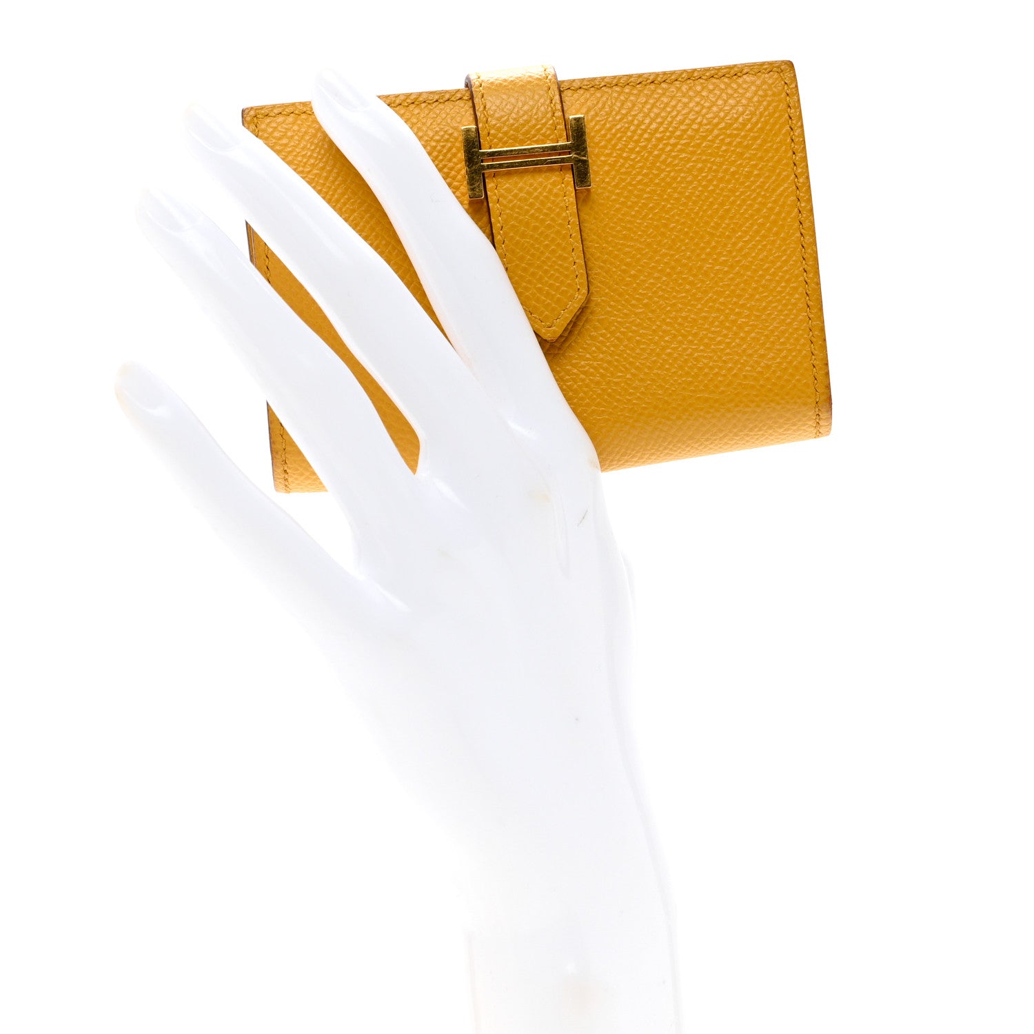 Hermes Epsom Bearn Card Holder Wallet Jaune Ambre 2 of 9