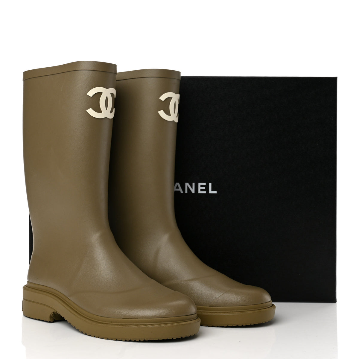Chanel Caoutchouk CC High Boots 38 Dark Beige 10 of 10