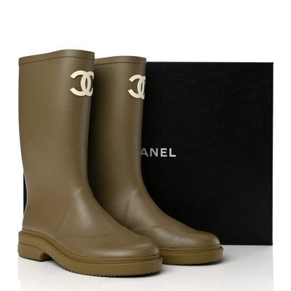 Chanel Caoutchouk CC High Boots 38 Dark Beige 10 of 10