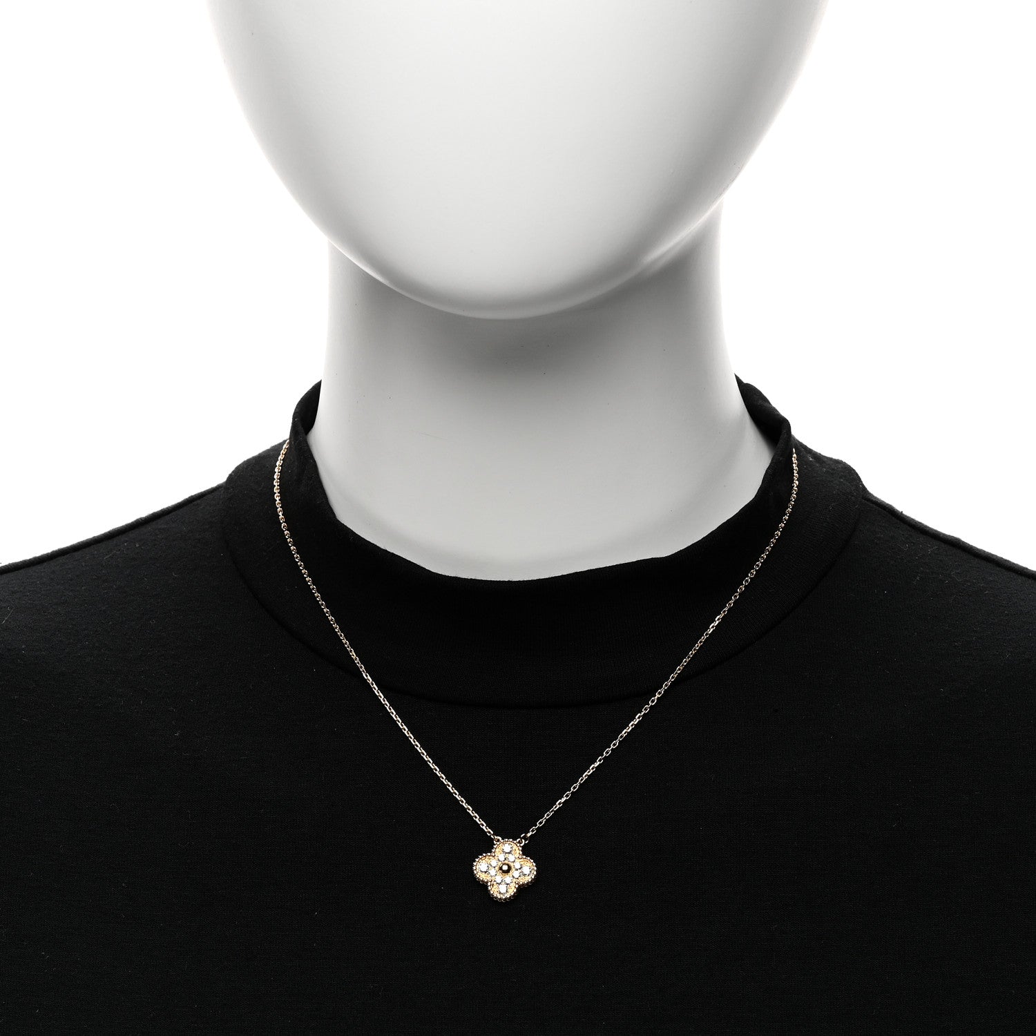 Van Cleef & Arpels 18K Yellow Gold Diamond Vintage Alhambra Pendant Necklace 2 of 6