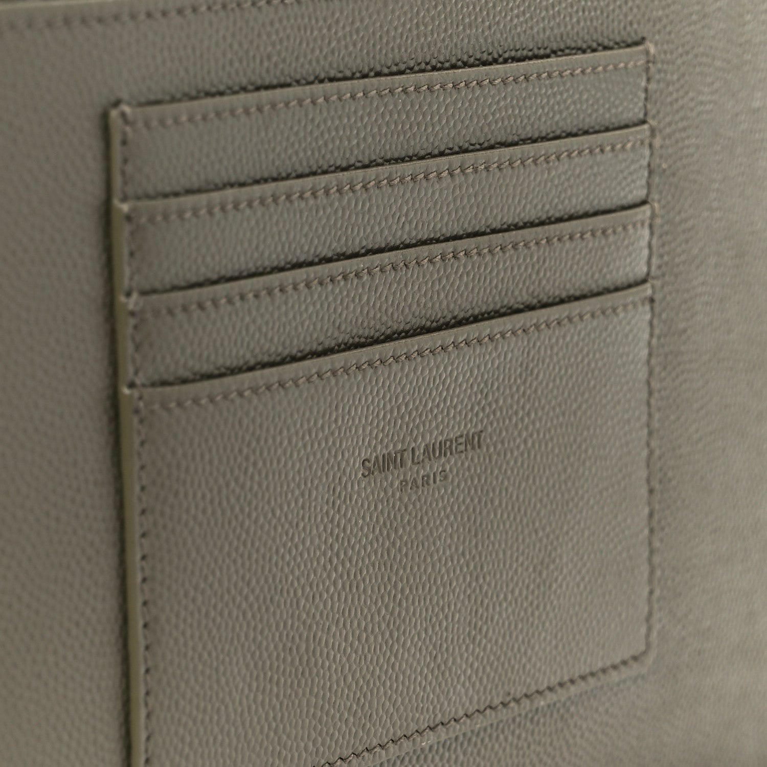 Saint Laurent Grain De Poudre Chevron Monogram Bill Pouch Vert Kaki 14 of 18