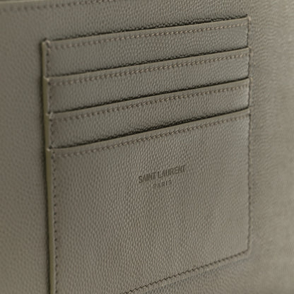 Saint Laurent Grain De Poudre Chevron Monogram Bill Pouch Vert Kaki 14 of 18