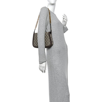 Gucci GG Supreme Monogram Textured Dollar Calfskin Blondie Chain Shoulder Flap Bag Beige Ebony New Acero 2 of 11