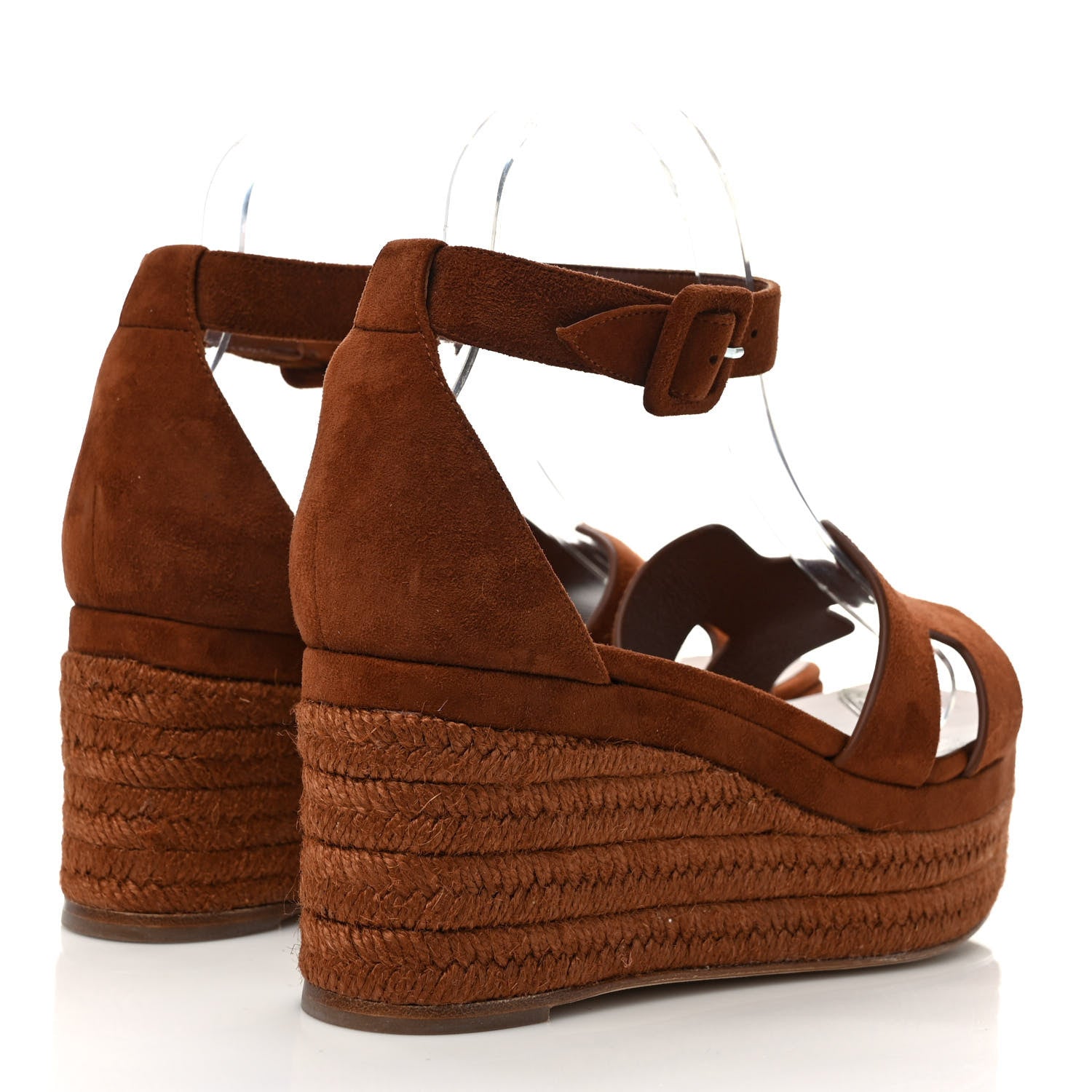 Hermes Suede Goatskin Elda 35 Espadrille Wedge Sandals 39 Gold 4 of 9