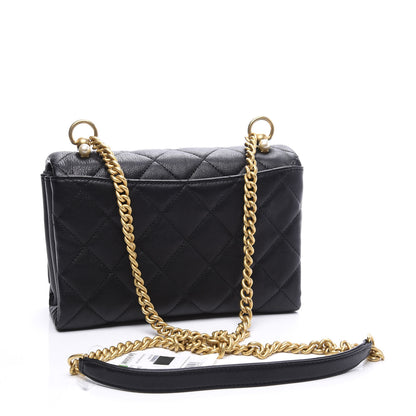 Chanel Calfskin Quilted Accordion Pearl CC Flap Bag Black 2 of 10