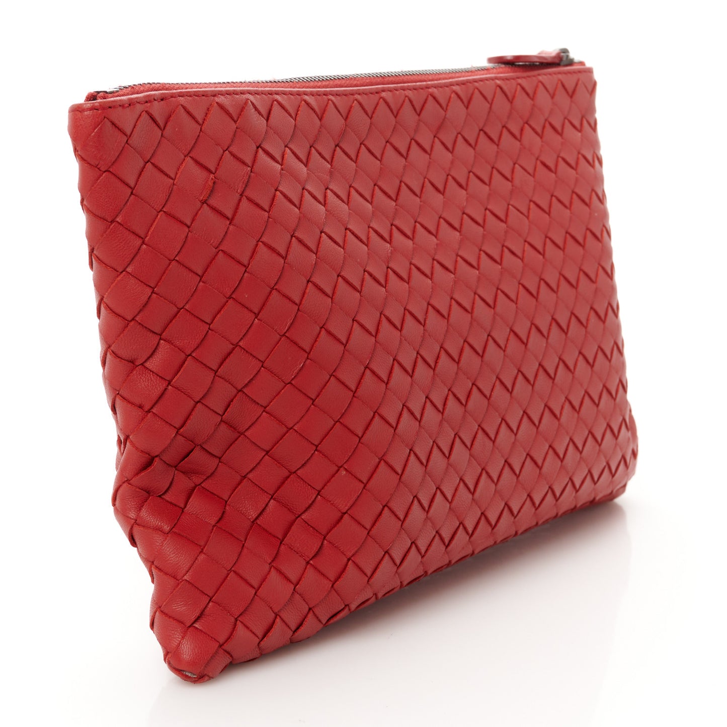 Nappa Intrecciato Medium Zip Pouch Fraise
