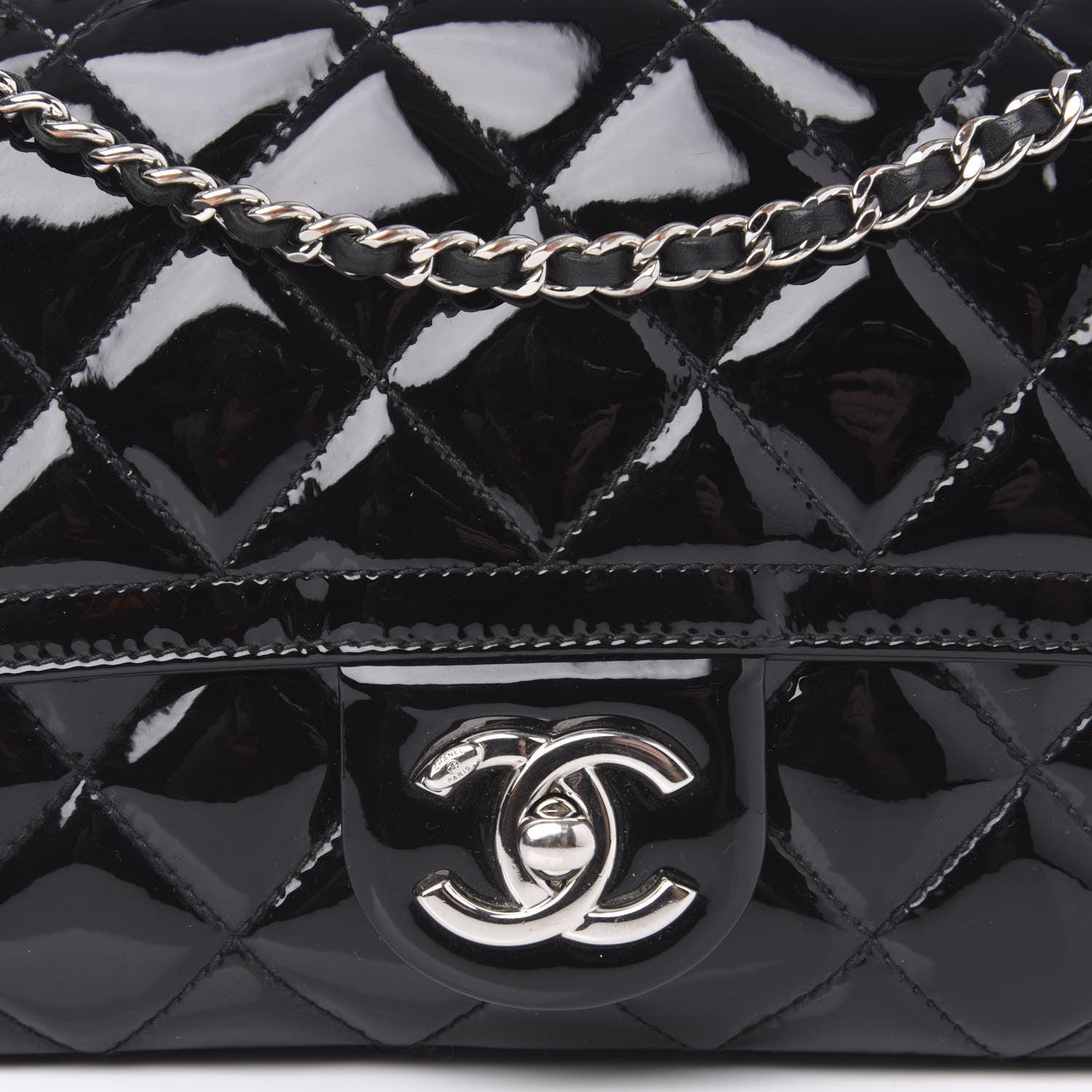 Chanel Patent Quilted Small Coco Shine Flap Black 9 of 10