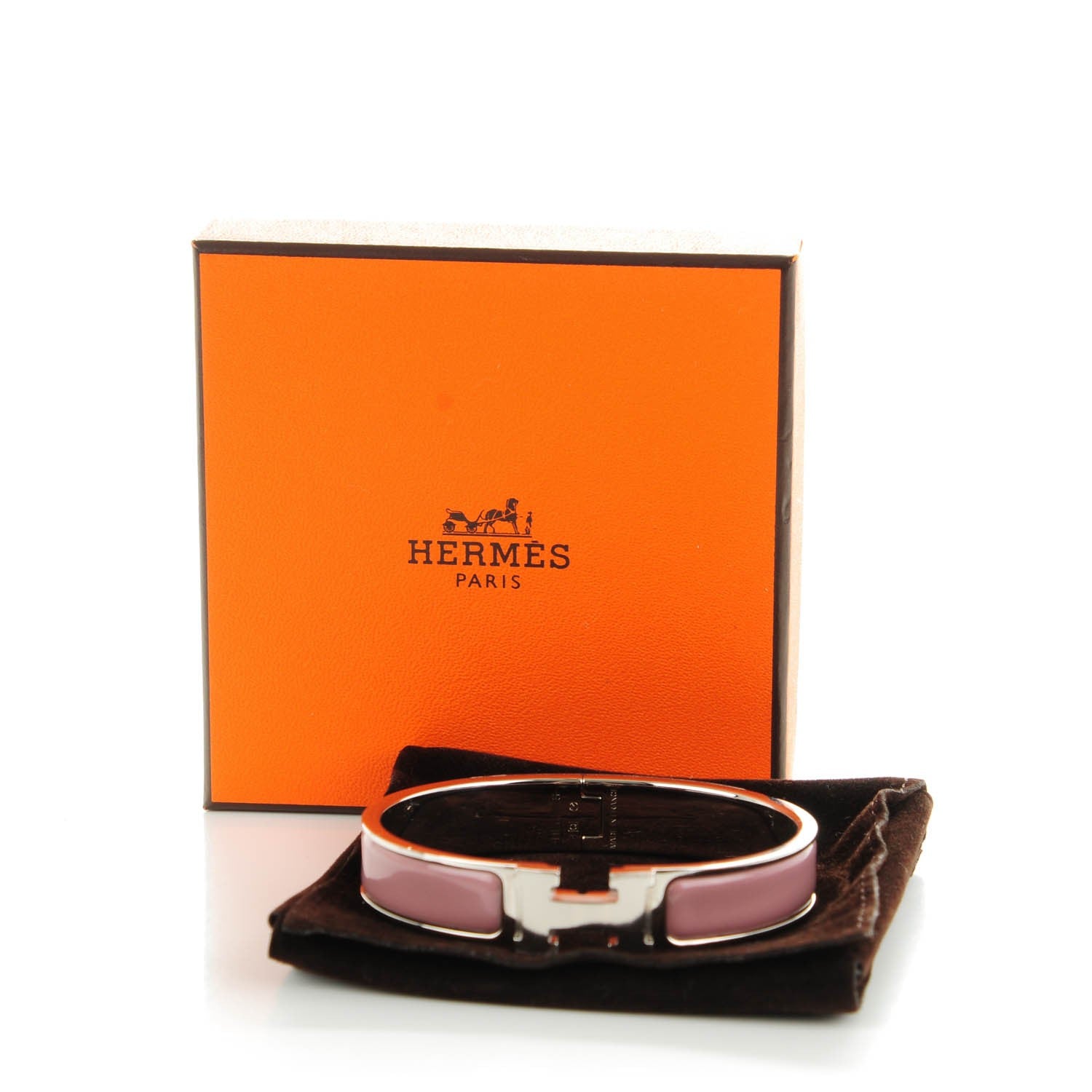 Hermes Enamel Narrow Clic Clac H Bracelet PM Bois De Rose 5 of 5