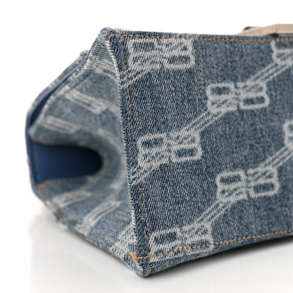 Balenciaga Denim BB Monogram Small Hourglass Top Handle Bag Blue 10 of 13