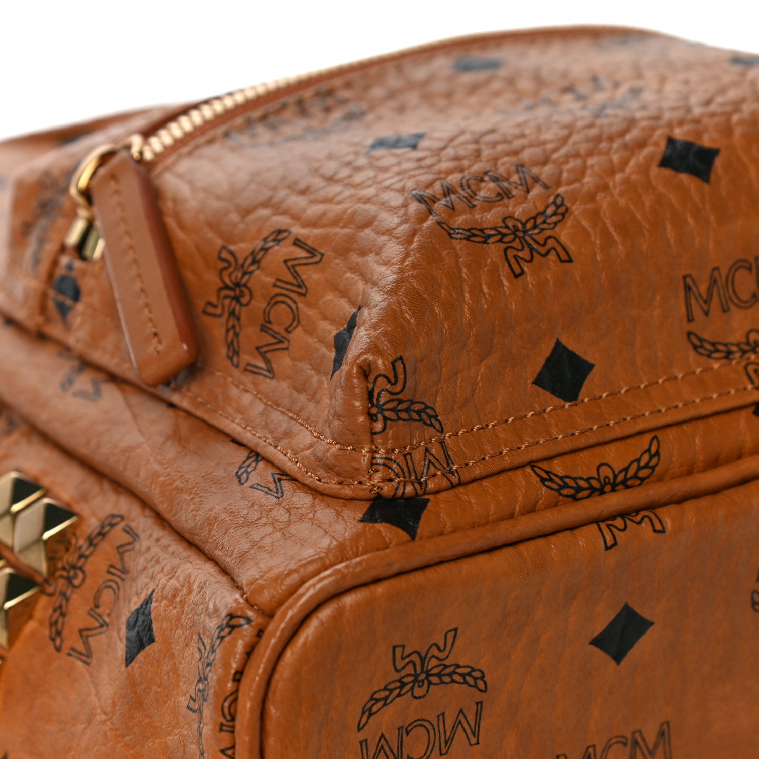 MCM Visetos Side Stud Mini Stark Backpack Cognac 11 of 11