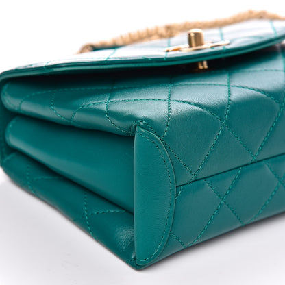 Chanel Lambskin Quilted Small Top Handle Bag Turquoise 7 of 12
