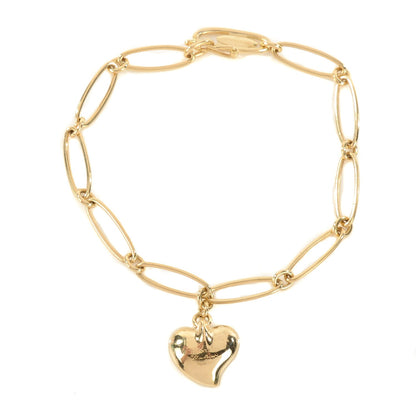 Tiffany 18K Yellow Gold Elsa Peretti Full Heart Charm Bracelet 1 of 6