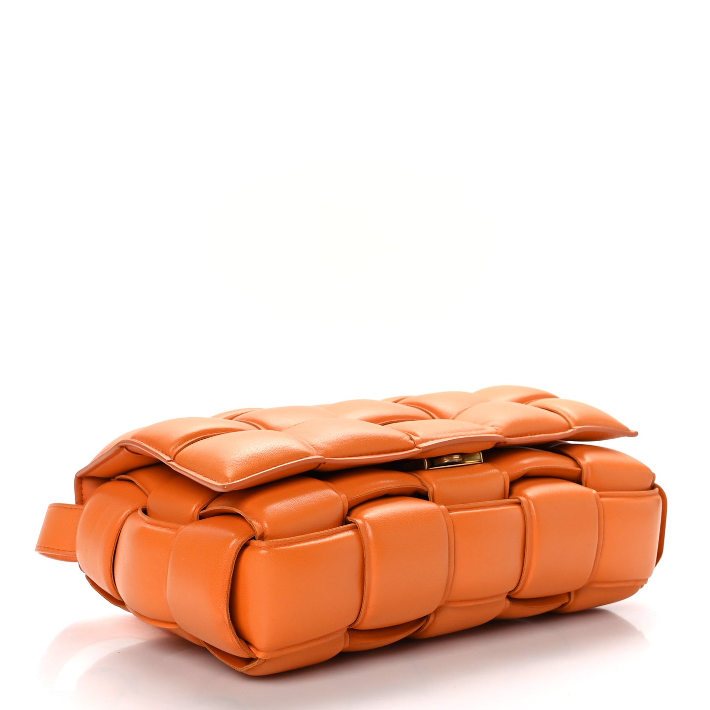 Nappa Maxi Intreccio Padded Cassette Crossbody Bag Orange