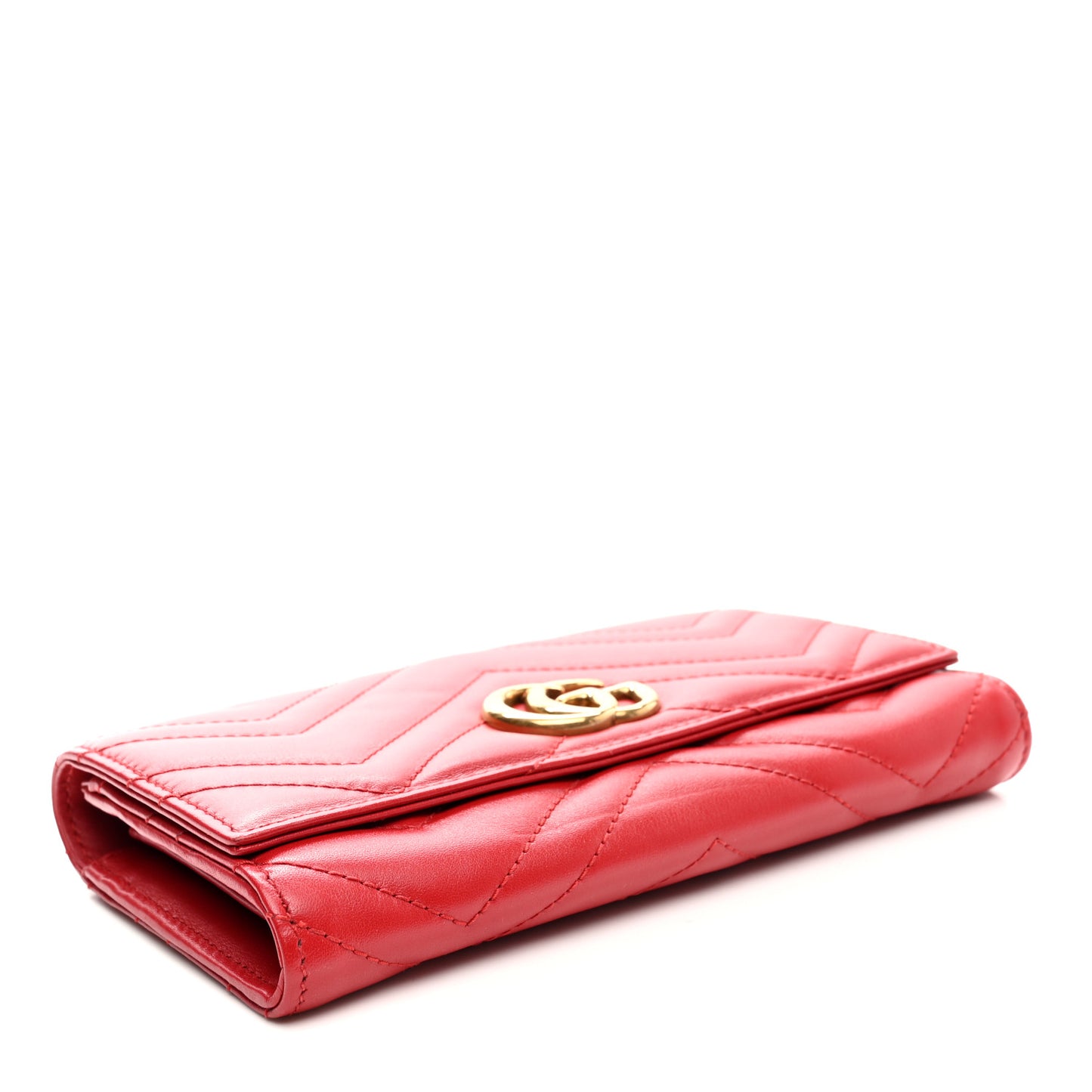 Calfskin Matelasse GG Marmont Continental Wallet Hibiscus Red