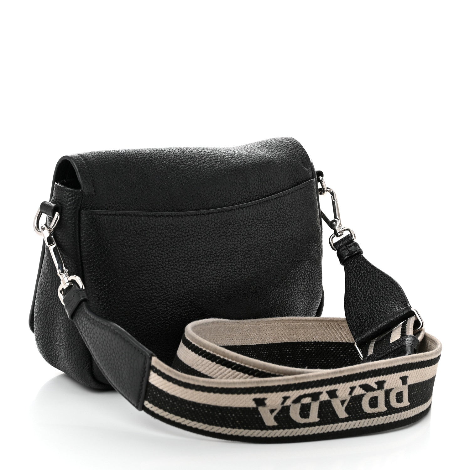 Prada Vitello Daino Soft Flap Crossbody Black 3 of 11