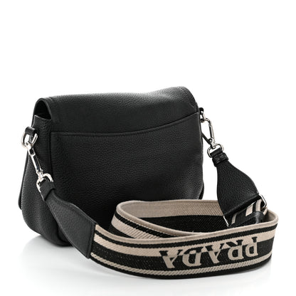 Prada Vitello Daino Soft Flap Crossbody Black 3 of 11