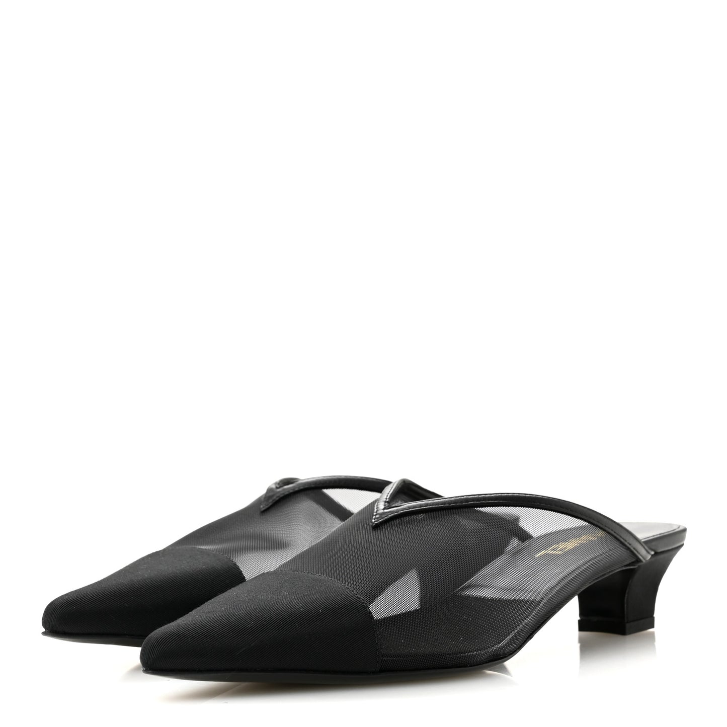 Mesh Grosgrain Cap Toe CC Mules 39 Black