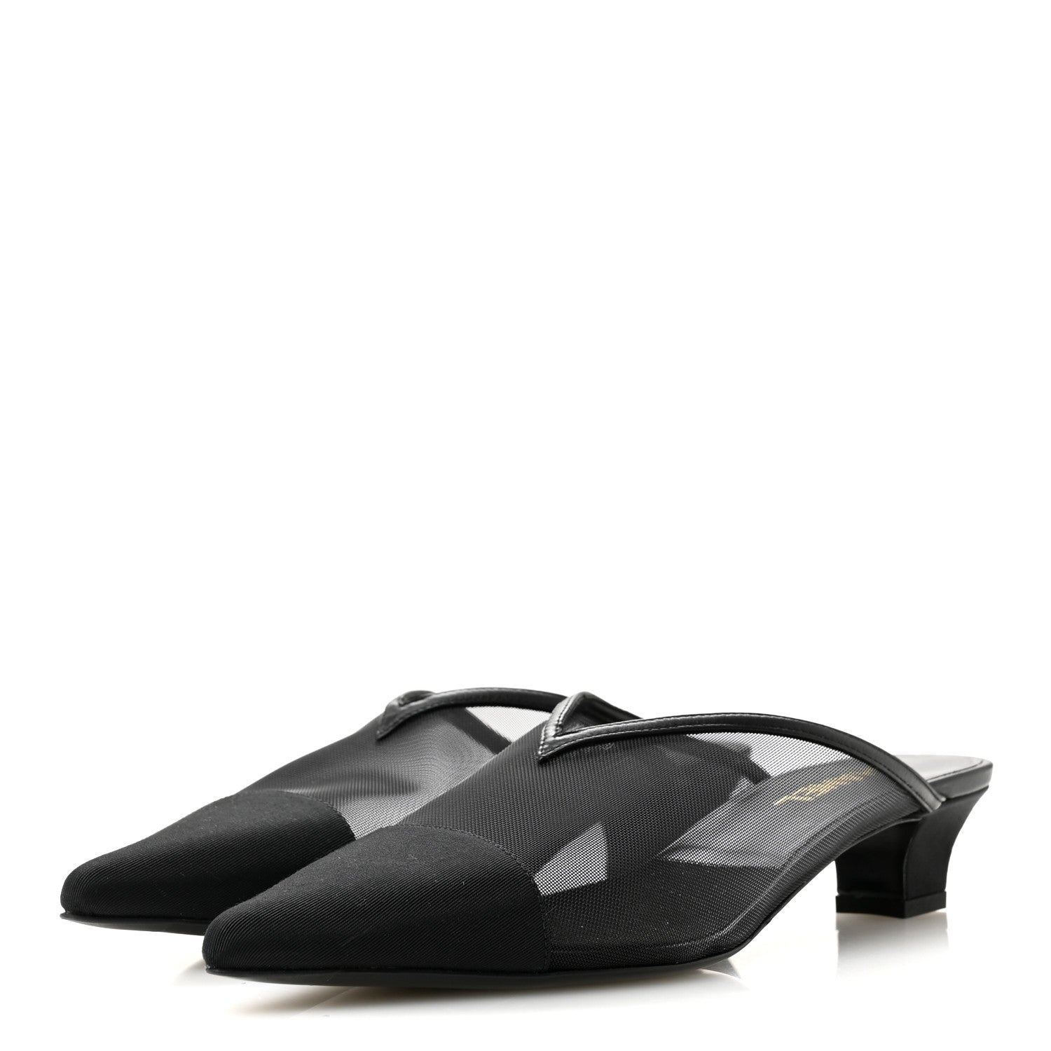 Chanel Mesh Grosgrain Cap Toe CC Mules 39 Black 4 of 9