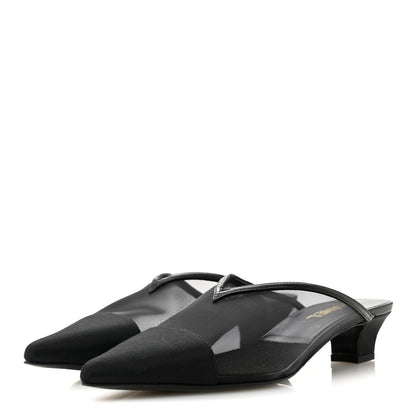 Chanel Mesh Grosgrain Cap Toe CC Mules 39 Black 4 of 9