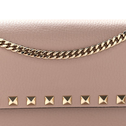 Valentino Garavani Pebbled Calfskin Rockstud Flap Wallet On Chain Poudre 7 of 10
