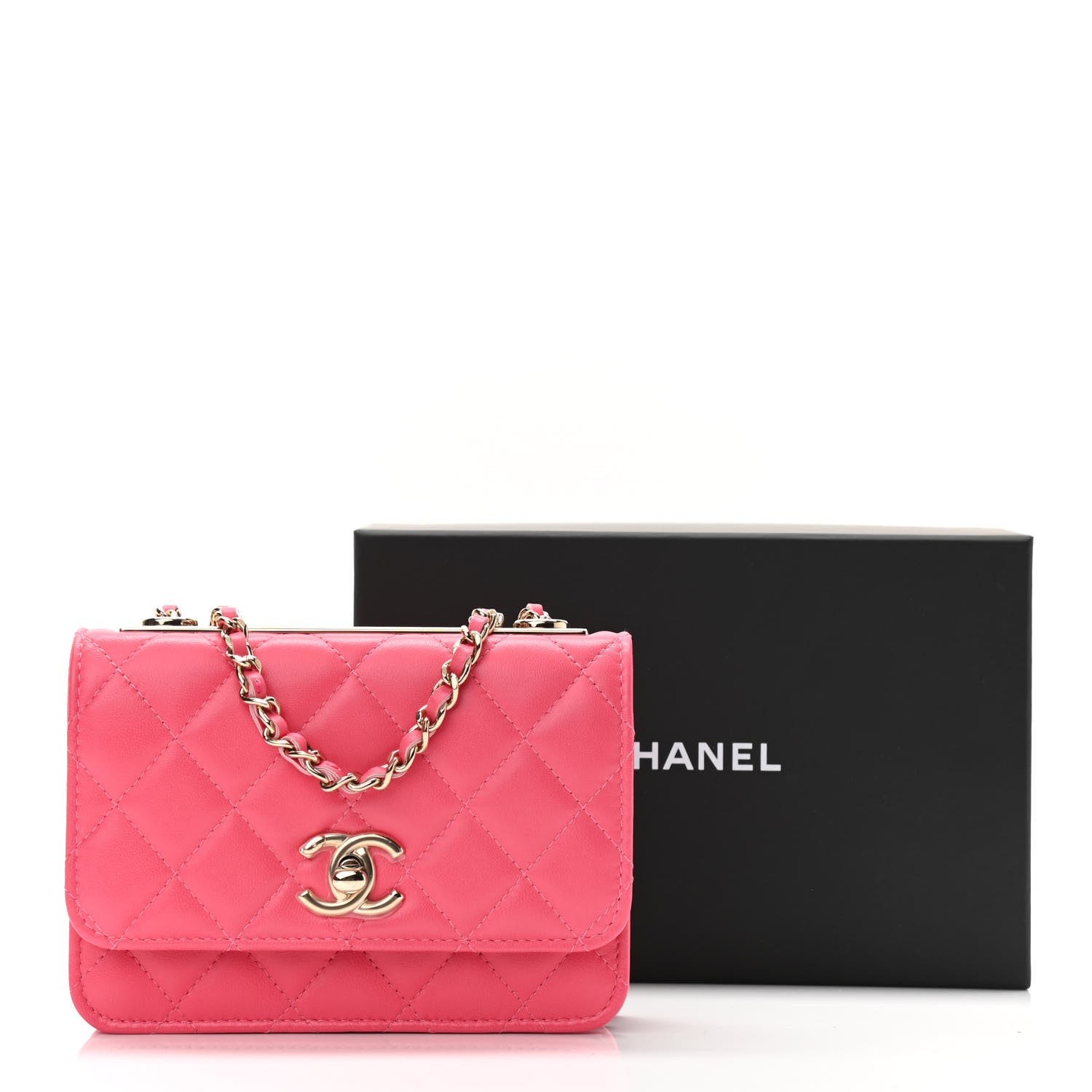 Chanel Lambskin Quilted Mini Trendy CC Wallet On Chain WOC Pink 11 of 11