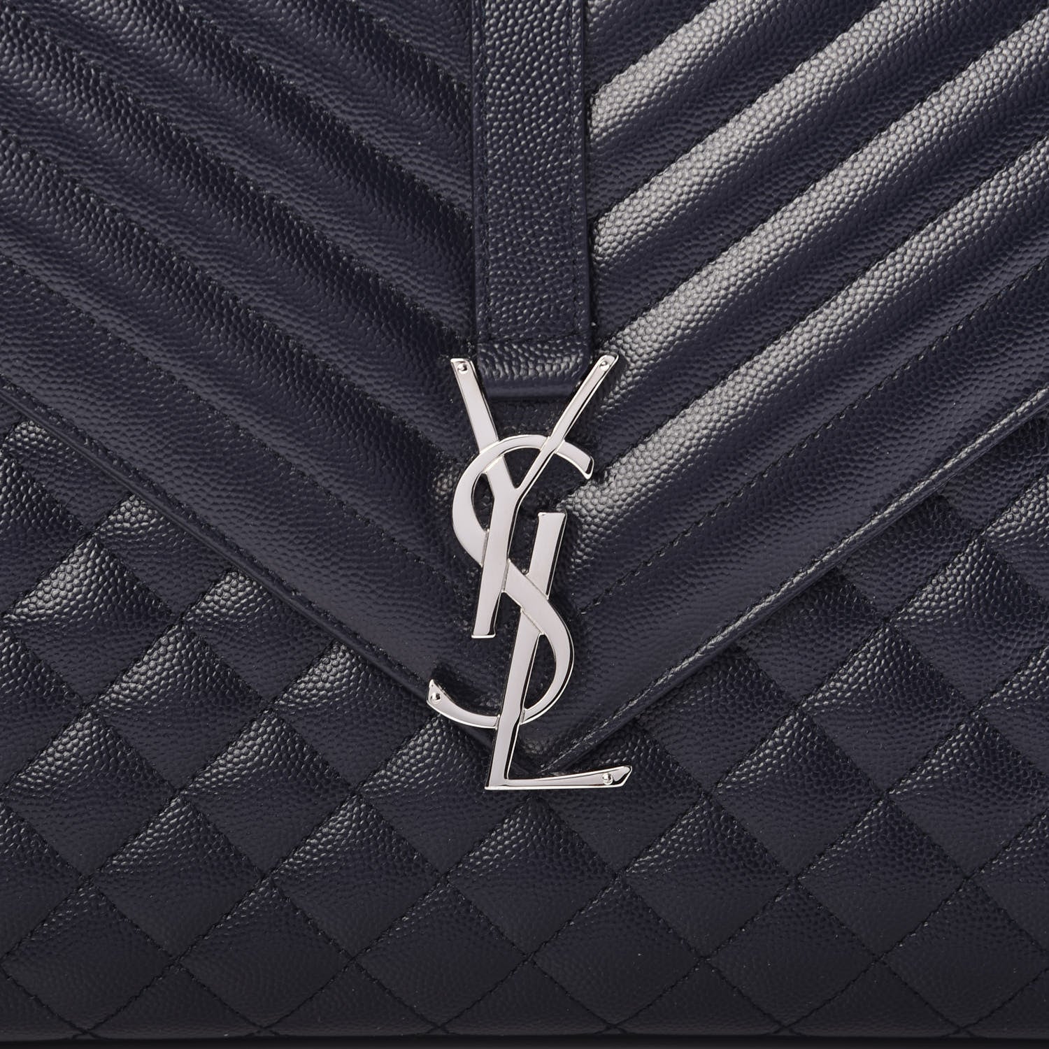 Saint Laurent Grain De Poudre Large Tri-Quilt Monogram Satchel Deep Marine 10 of 10
