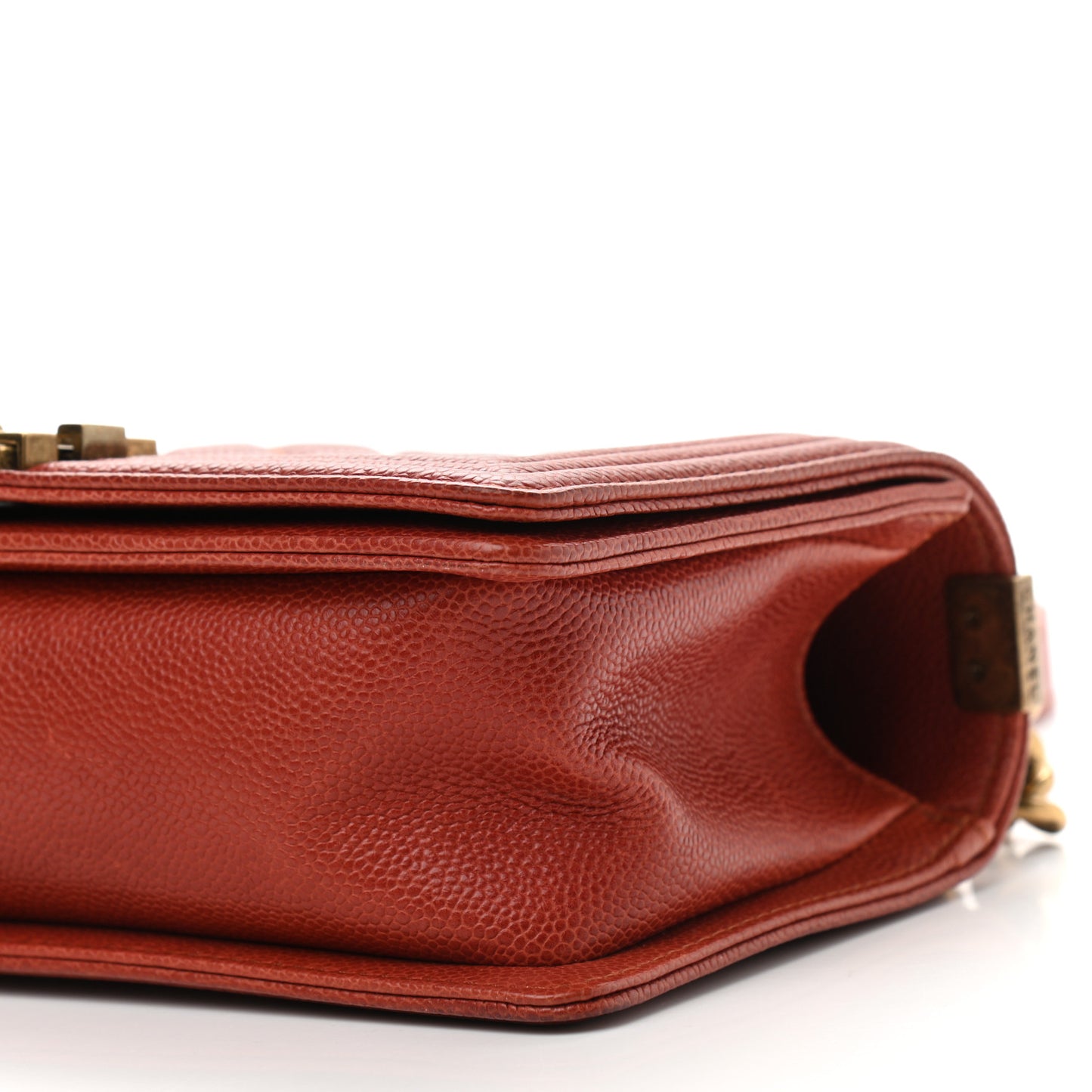 Caviar Quilted Medium Boy Flap Dark Orange