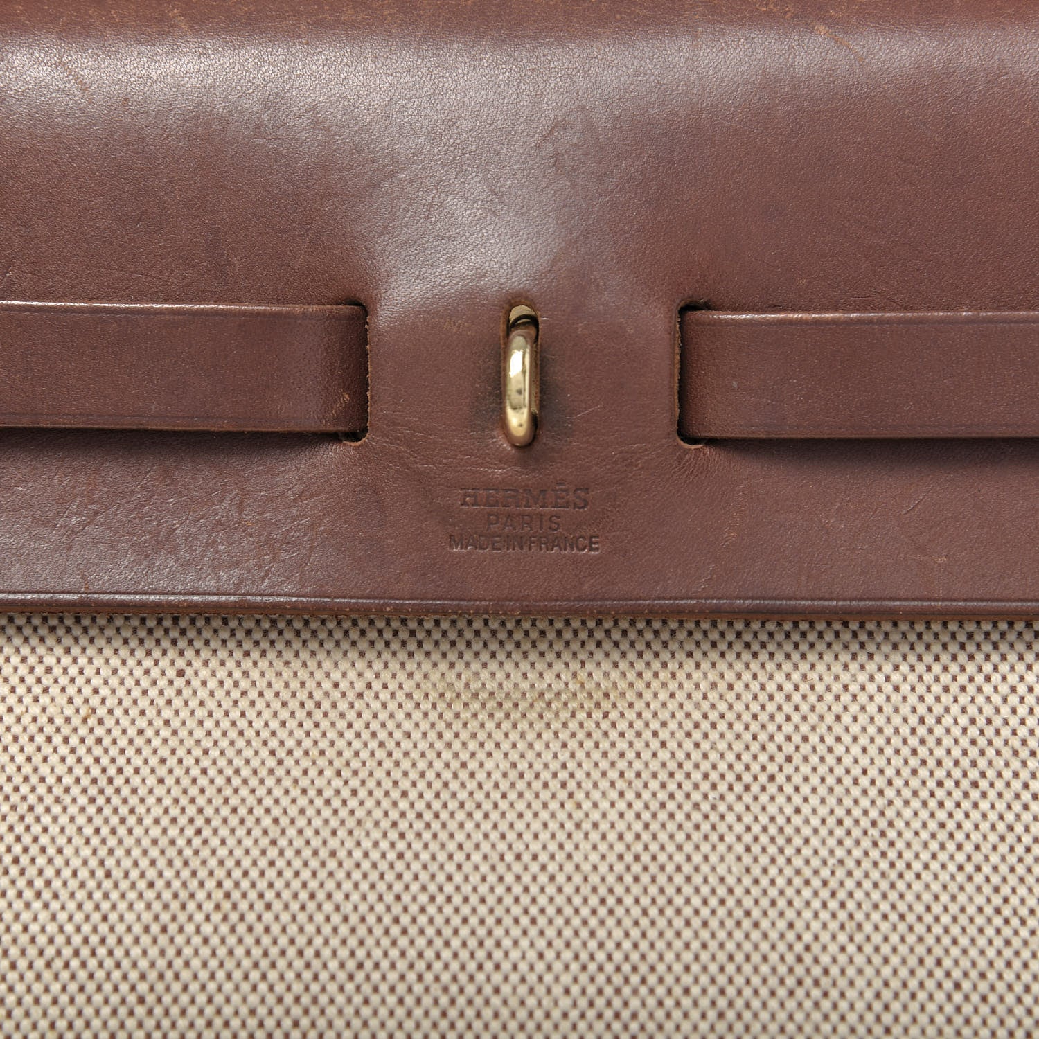 Hermes Toile Vache Calfskin Herbag 30 PM Natural 6 of 19