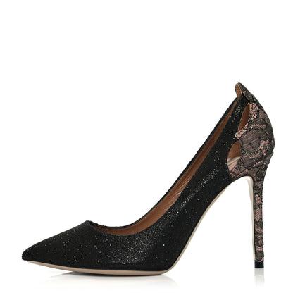 Valentino Garavani Caviar Crystal Lace Pumps 36.5 Black 1 of 10