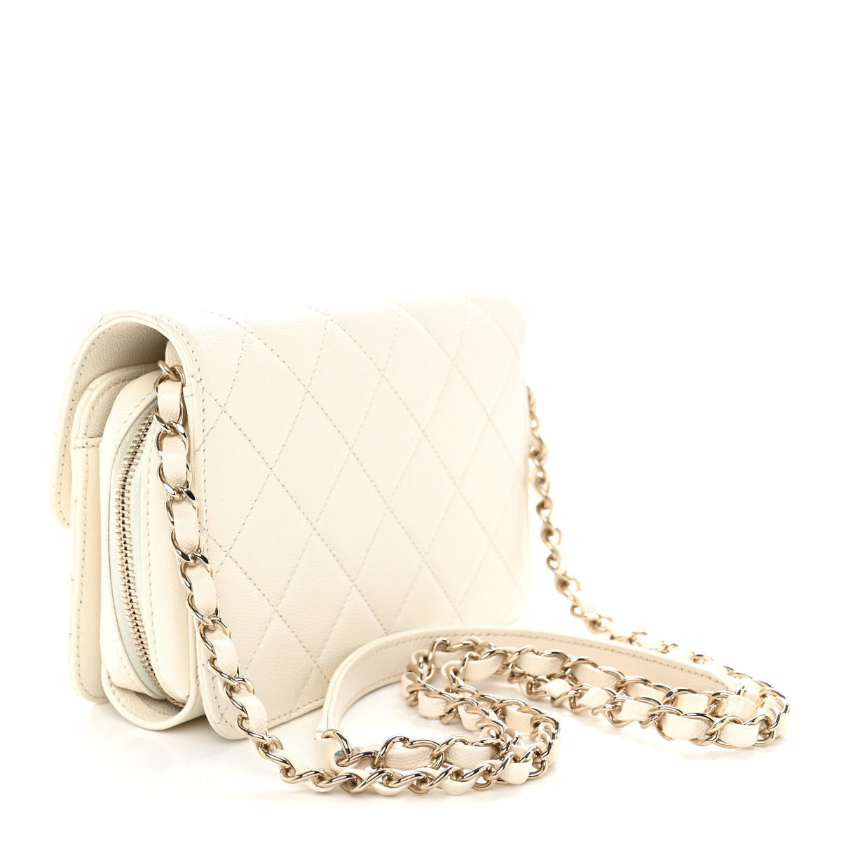 Chanel Caviar Quilted Like A Wallet Flap White 3 of 11