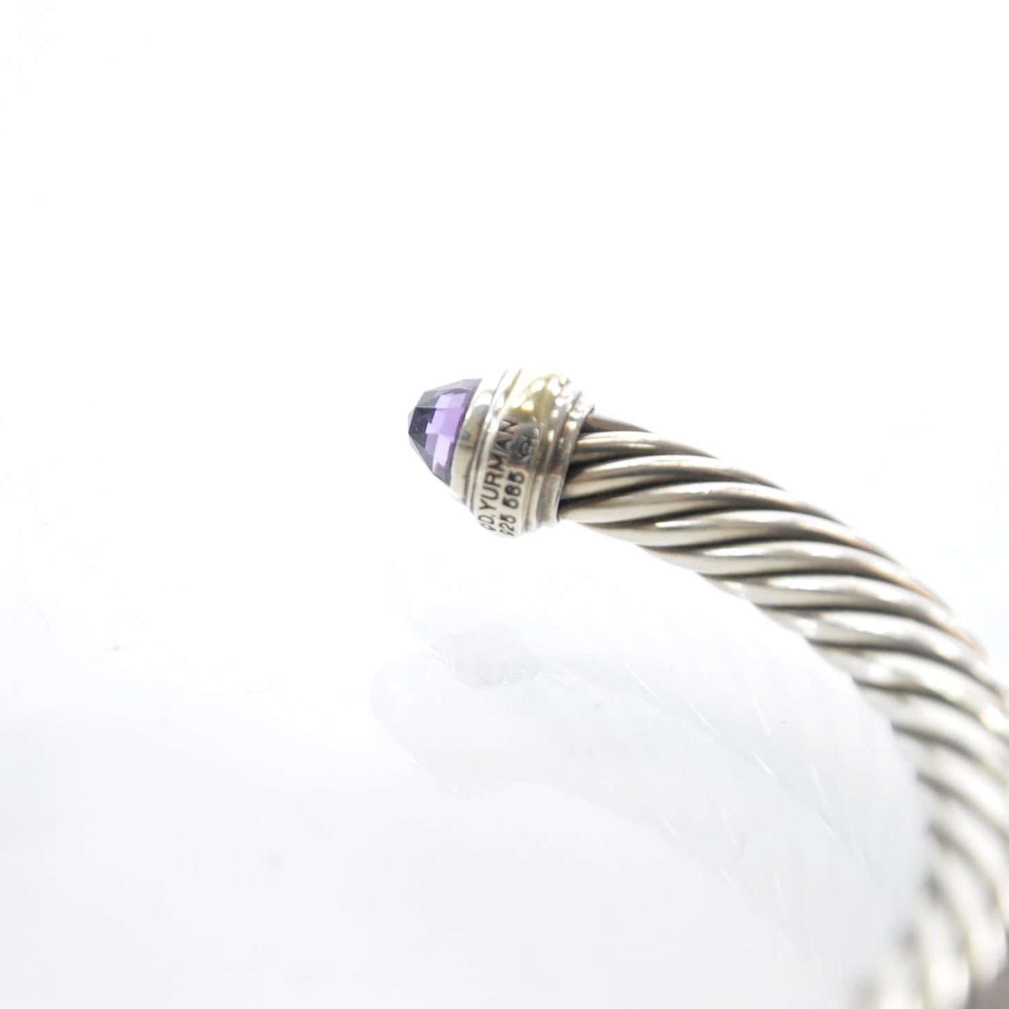 Sterling Silver 14k Gold Amethyst Cable Cuff