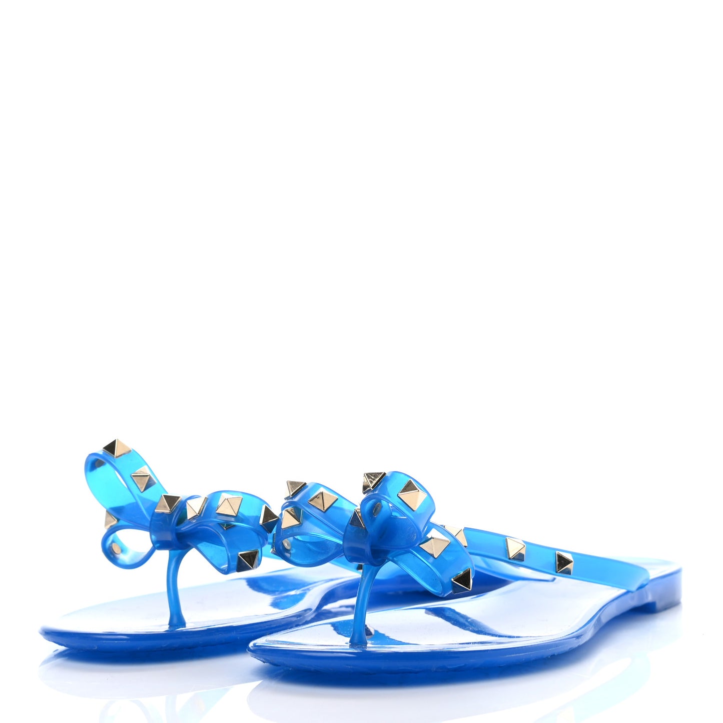 PVC Jelly Rockstud Bow Thong Sandals 38 Blue Fluo