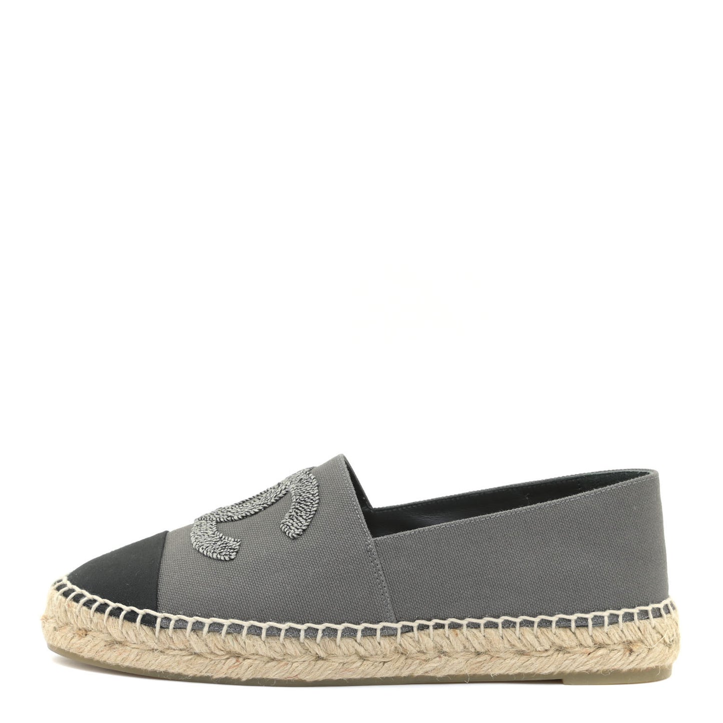Canvas Grosgrain CC Espadrilles 39 Grey Black