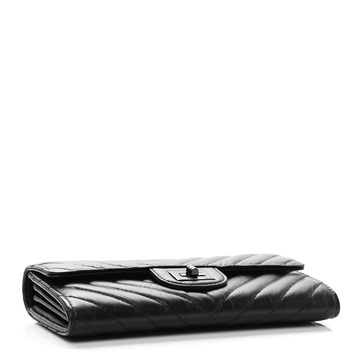 Aged Calfskin Quilted Large Reissue Gusset Flap Wallet So Black