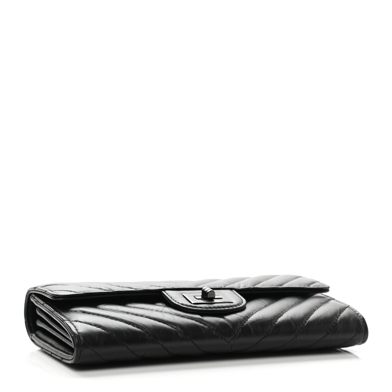 Chanel Aged Calfskin Quilted Large Reissue Gusset Flap Wallet So Black 4 of 9