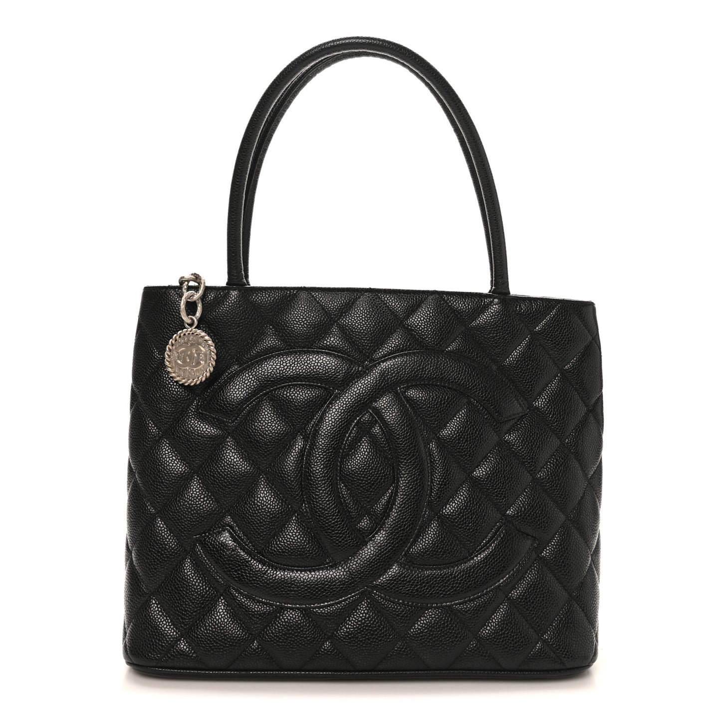 Caviar Quilted Medallion Tote Black
