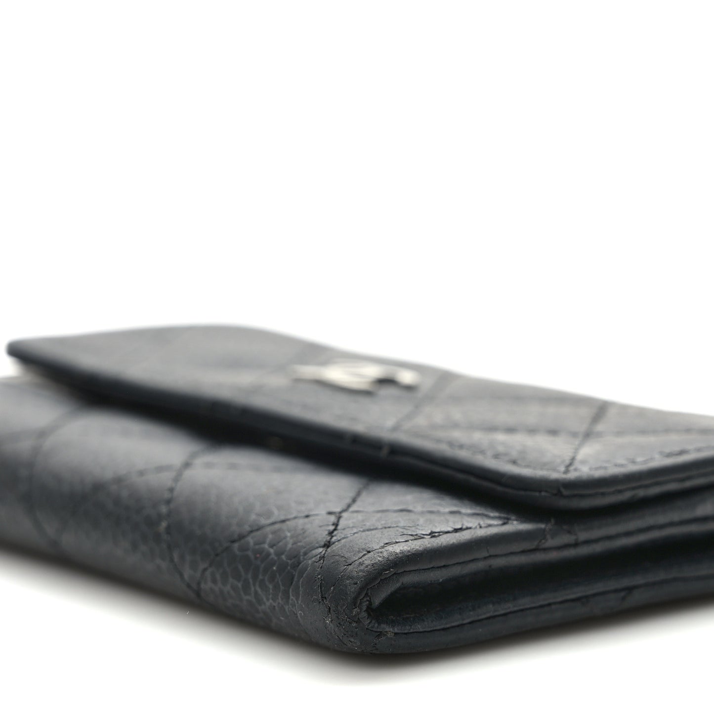 Caviar Quilted Flap Card Holder Black