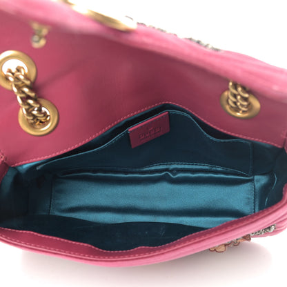 Gucci Velvet Matelasse Embroidered Mini GG Marmont Shoulder Bag Light Raspberry Rose 5 of 13
