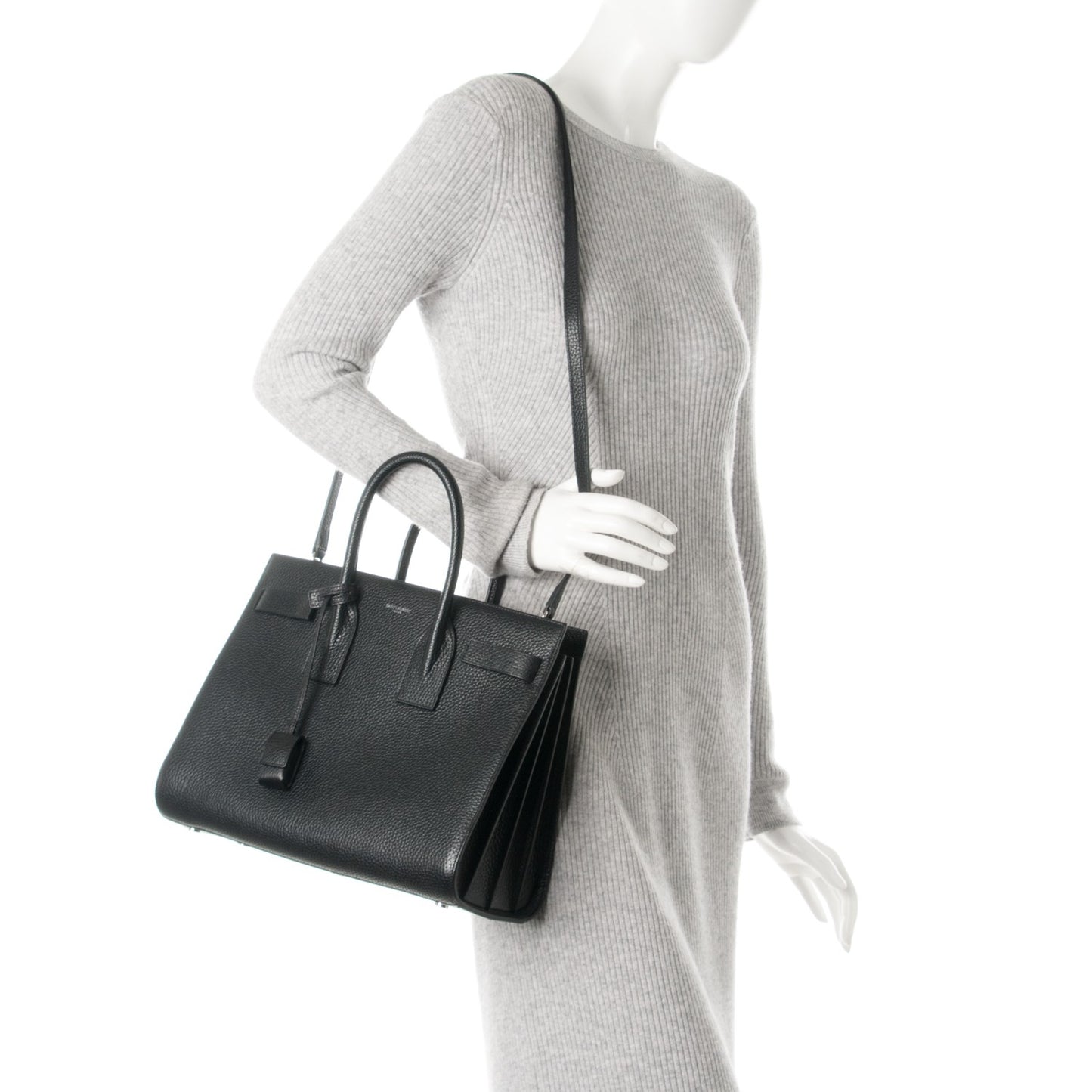 Grained Calfskin Small Sac De Jour Black