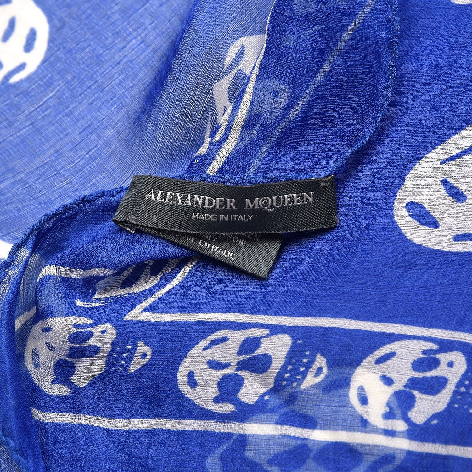 Alexander McQueen Silk Chiffon Skull Scarf Blue 5 of 7