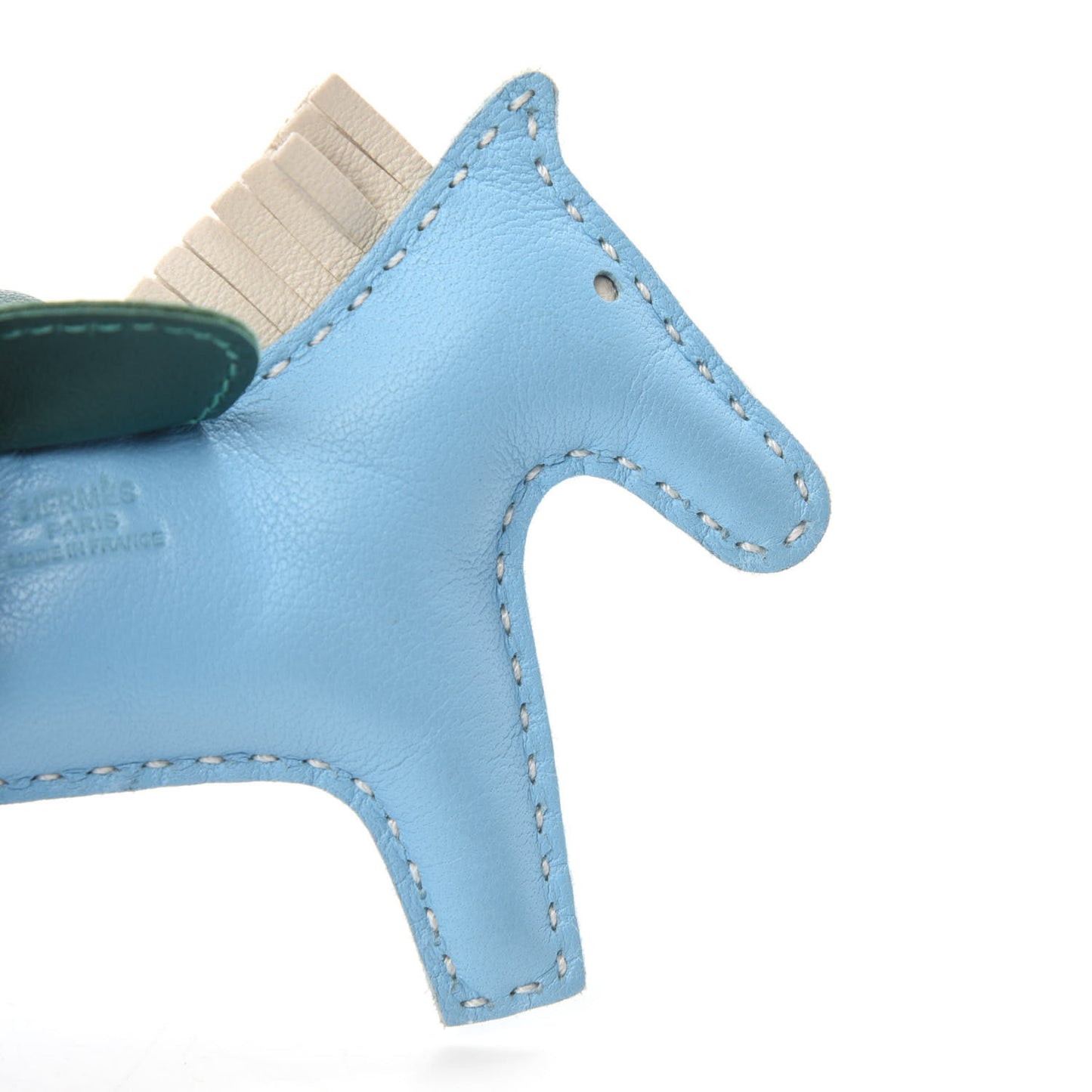 Milo Lambskin Grigri Rodeo Horse Bag Charm PM Celeste Malachite Craie