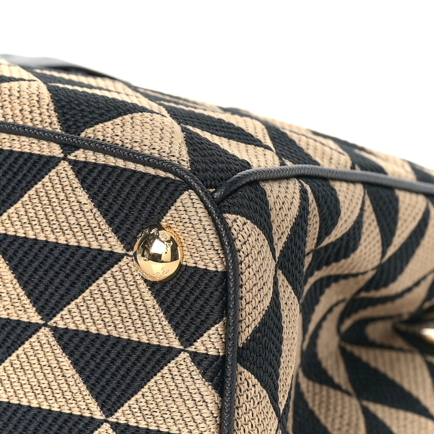 Prada Jacquard Saffiano Triangolo Symbole Embroidered Small Galleria Double Zip Tote Black Corda 7 of 7
